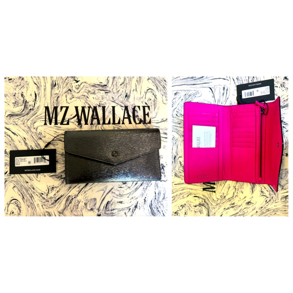 NWT MZ Wallace Katherine Wallet with hot pink interior